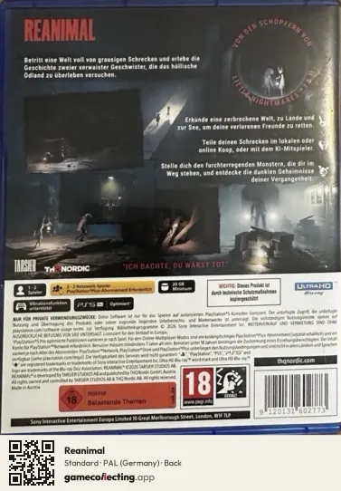 Reanimal PlayStation 5, Germany box back