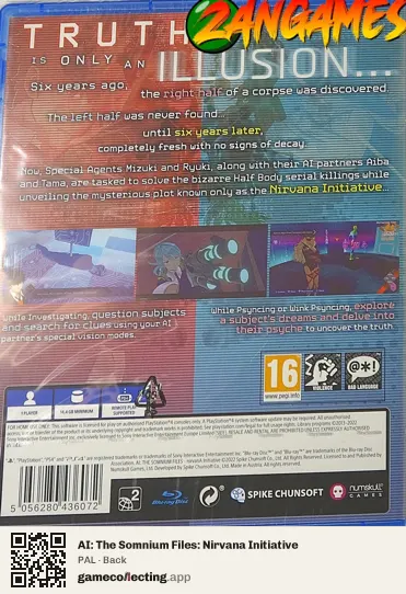 AI: The Somnium Files: Nirvana Initiative PlayStation 4, PAL box back