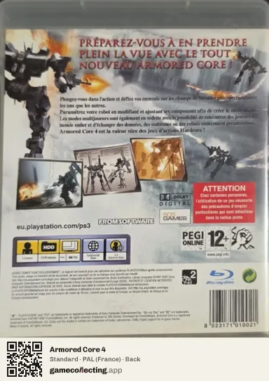 Armored Core 4 PlayStation 3, France box back