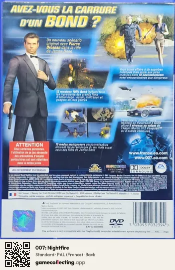 007: Nightfire PlayStation 2, France box back