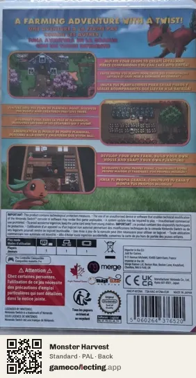 Monster Harvest Nintendo Switch, PAL box back