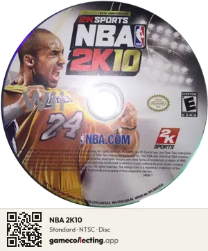 NBA 2K10 Nintendo Wii, NTSC disc