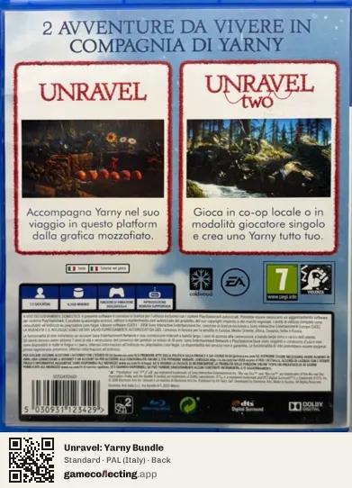 Unravel: Yarny Bundle PlayStation 4, Italy box back