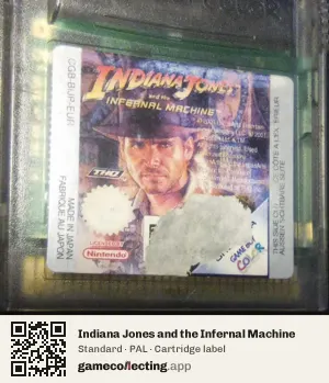 Indiana Jones and the Infernal Machine Game Boy Color, PAL cartridge label