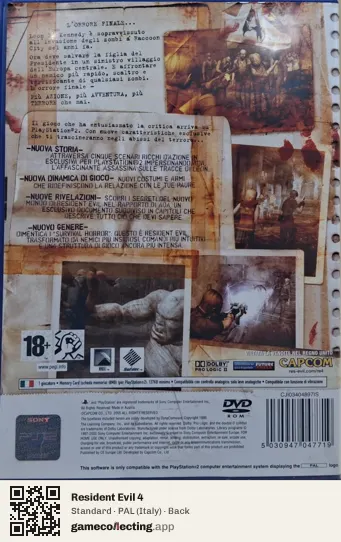 Resident Evil 4 PlayStation 2, Italy box back