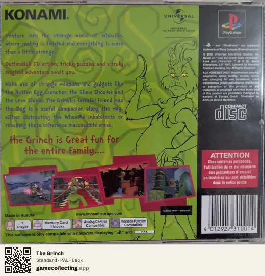 The Grinch PlayStation, PAL box back
