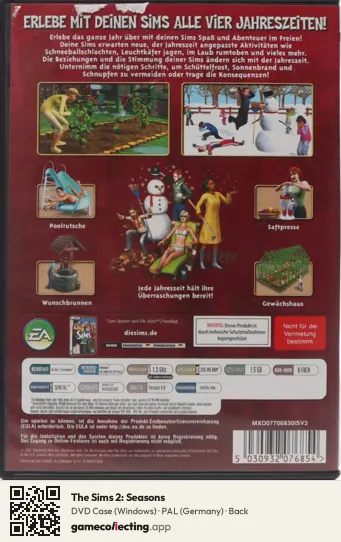 The Sims 2: Seasons Computer, Germany box back
