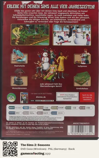The Sims 2: Seasons Computer, Germany box back