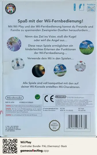 Wii Play Nintendo Wii, Germany box back
