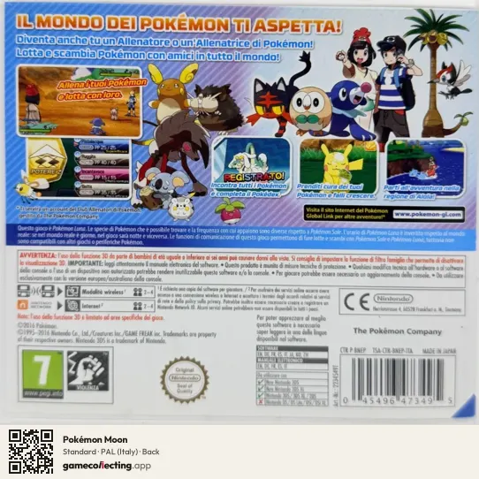 Pokémon Moon Nintendo 3DS, Italy box back