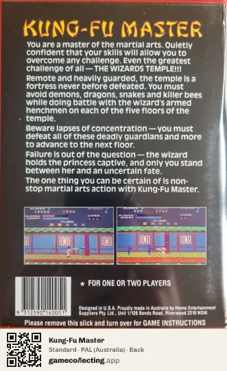 Kung-Fu Master Atari 7800, Australia box back