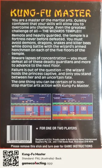 Kung-Fu Master Atari 7800, Australia box back
