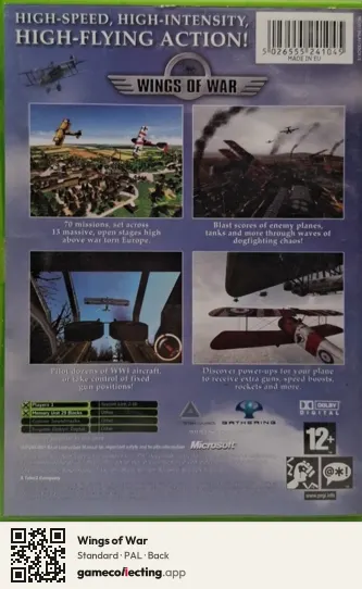 Wings of War Xbox, PAL box back