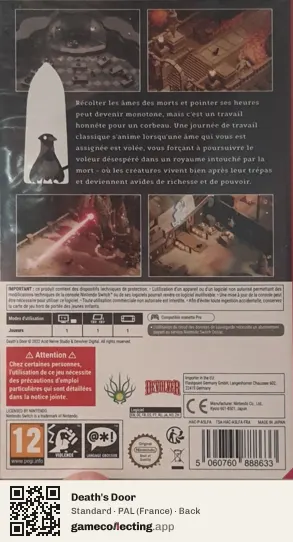 Death's Door Nintendo Switch, France box back