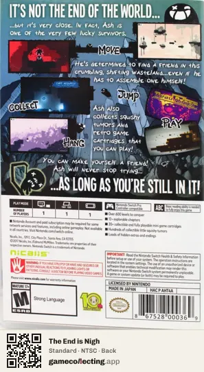 The End is Nigh Nintendo Switch, NTSC box back