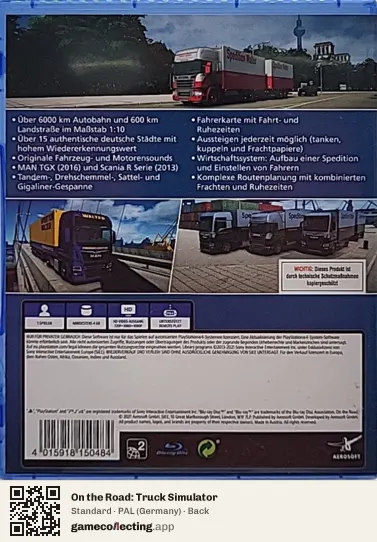 On the Road: Truck Simulator PlayStation 4, Germany box back