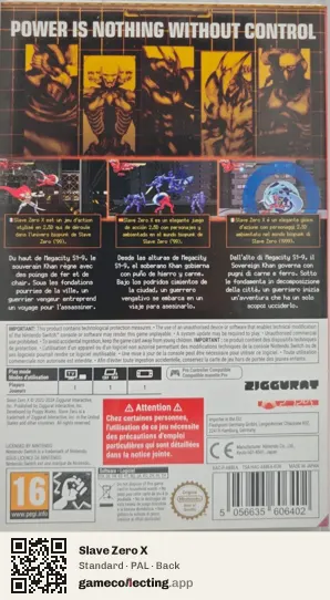 Slave Zero X Nintendo Switch, PAL box back