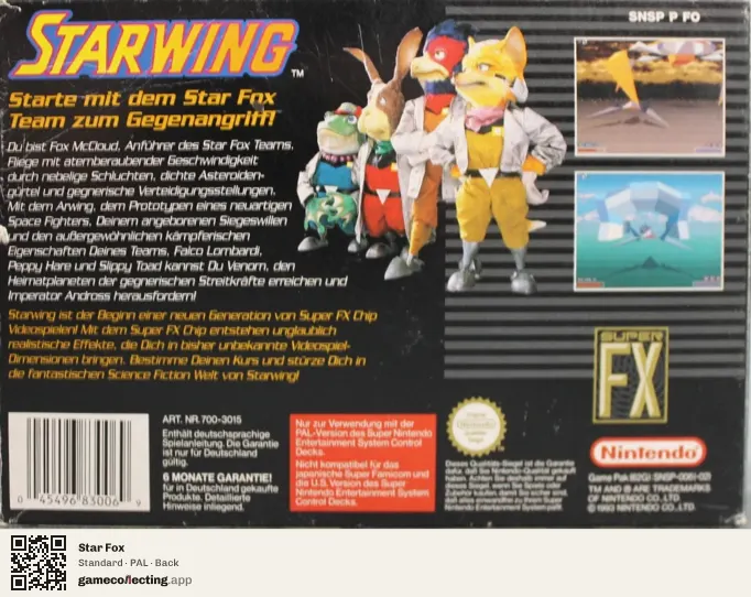 Star Fox Super Nintendo Entertainment System, PAL box back