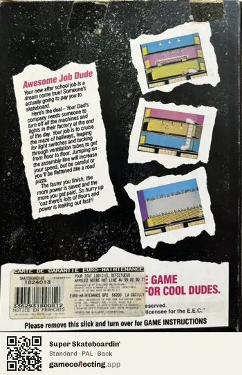 Super Skateboardin' Atari 7800, PAL box back