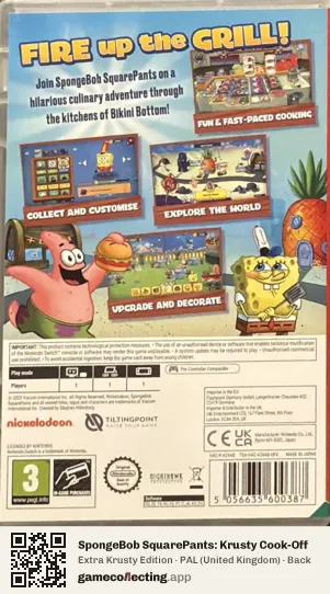 SpongeBob SquarePants: Krusty Cook-Off Nintendo Switch, United Kingdom box back