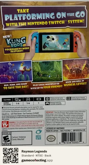 Rayman Legends Nintendo Switch, NTSC box back