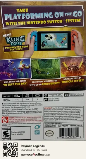 Rayman Legends Nintendo Switch, NTSC box back