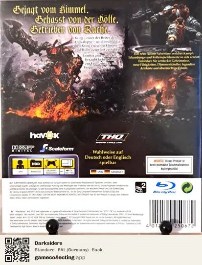 Darksiders PlayStation 3, Germany box back