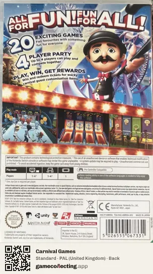Carnival Games Nintendo Switch, United Kingdom box back