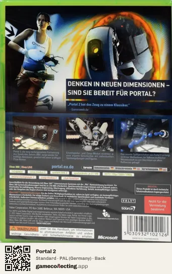 Portal 2 Xbox 360, Germany box back