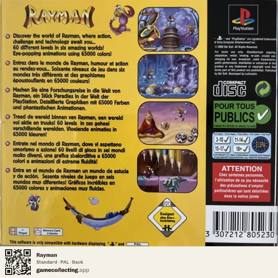 Rayman PlayStation, PAL box back