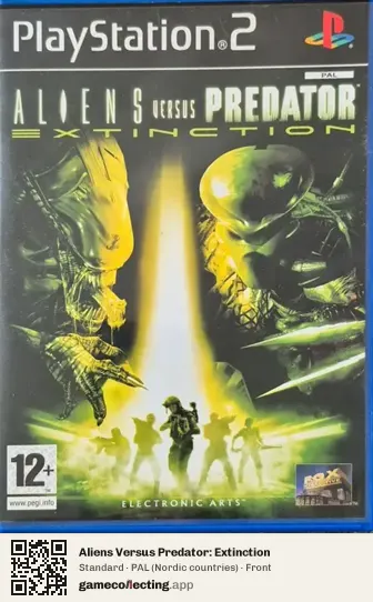 Aliens Versus Predator: Extinction PlayStation 2, Nordic countries box front