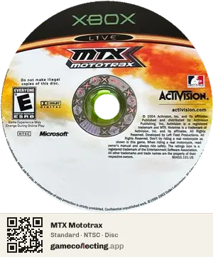 MTX Mototrax Xbox, NTSC disc