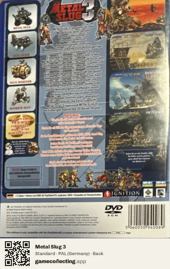 Metal Slug 3 PlayStation 2, Germany box back
