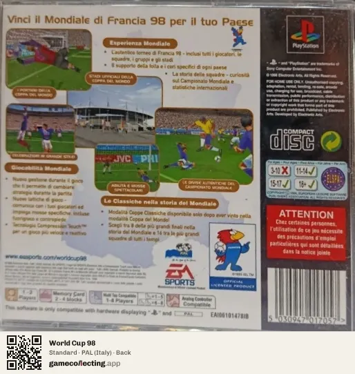 World Cup 98 PlayStation, Italy box back
