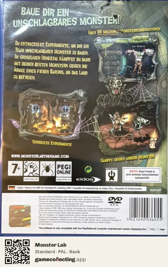 Monster Lab PlayStation 2, PAL box back
