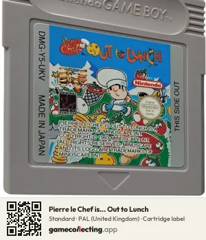 Pierre le Chef is... Out to Lunch Game Boy, PAL cartridge label