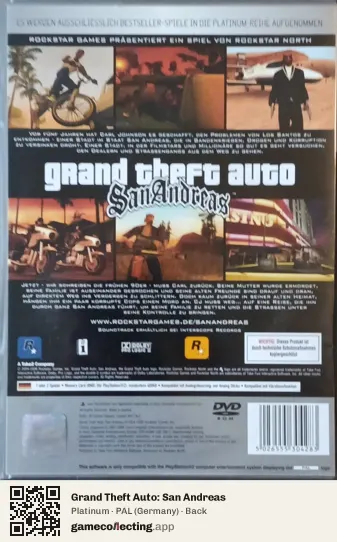Grand Theft Auto: San Andreas PlayStation 2, Germany box back