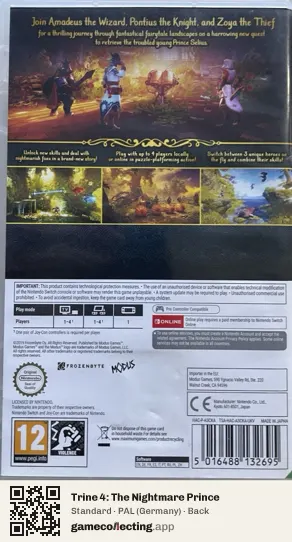 Trine 4: The Nightmare Prince Nintendo Switch, Germany box back