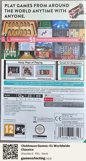 Clubhouse Games: 51 Worldwide Classics Nintendo Switch, PAL box back