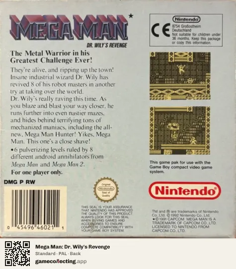 Mega Man: Dr. Wily's Revenge Game Boy, PAL box back