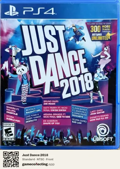 Just Dance 2018 PlayStation 4, NTSC box front