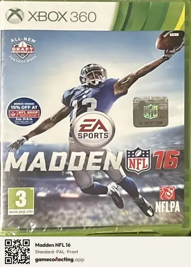 Madden NFL 16 Xbox 360, PAL box front