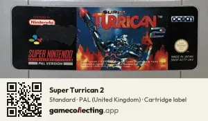Super Turrican 2 Super Nintendo Entertainment System, PAL cartridge label