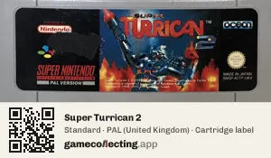 Super Turrican 2 Super Nintendo Entertainment System, PAL cartridge label