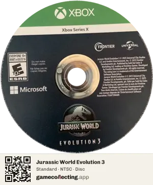 Jurassic World Evolution 3 Xbox Series X, NTSC disc