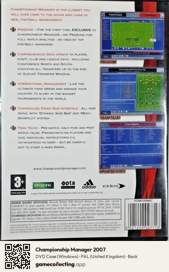 Championship Manager 2007 Computer, United Kingdom box back