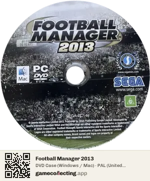 Football Manager 2013 Computer, PAL disc