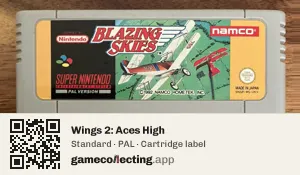 Wings 2: Aces High Super Nintendo Entertainment System, PAL cartridge label