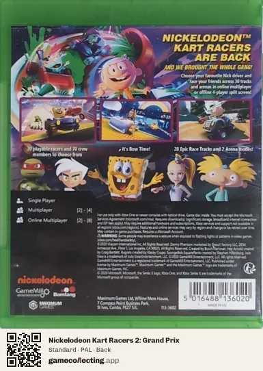 Nickelodeon Kart Racers 2: Grand Prix Xbox One, PAL box back