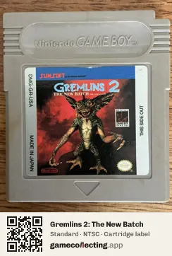Gremlins 2: The New Batch Game Boy, NTSC cartridge label
